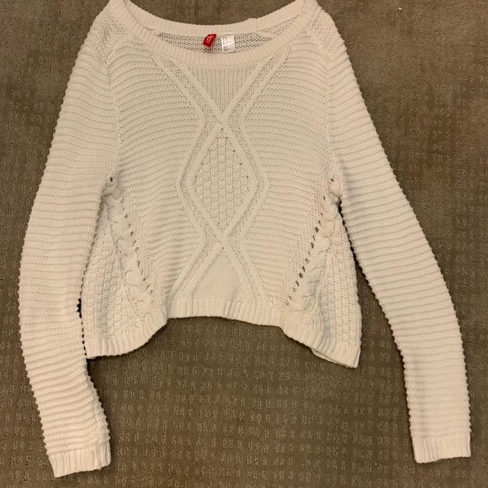 EUC H&M White Cable Knit Sweater